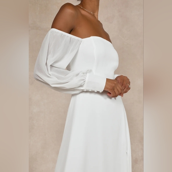 Lulus Feel the Romance White Off-the-Shoulder Maxi Dress XL Wedding Party Bride - Picture 4 of 9